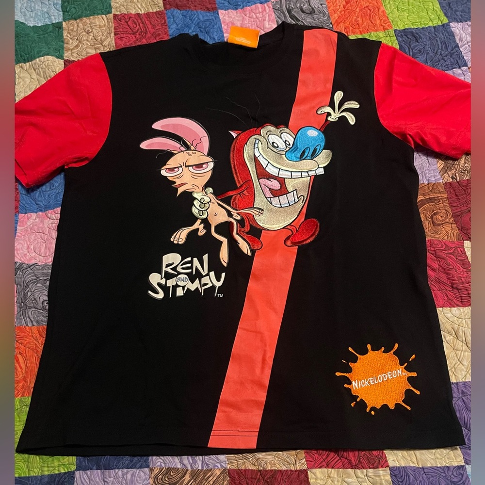 Ren and Stempy Black and Red Graphic Tee